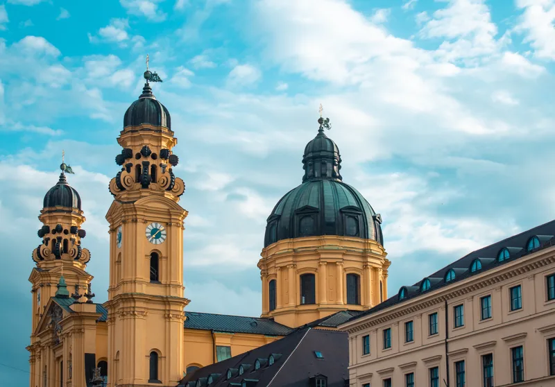 Theatine Church Sunlight Cloudy Sky Munich Germany