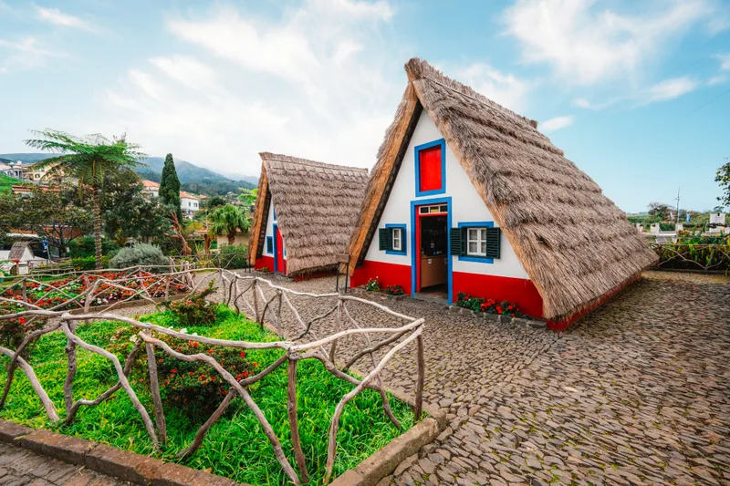 Traditional Houses Madeira Santana Town Portugal
