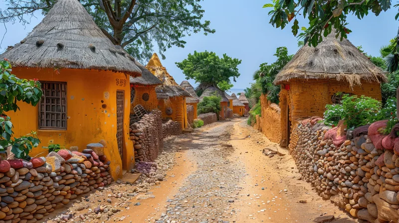 Traditional Village With Clay House Road Ai Generated