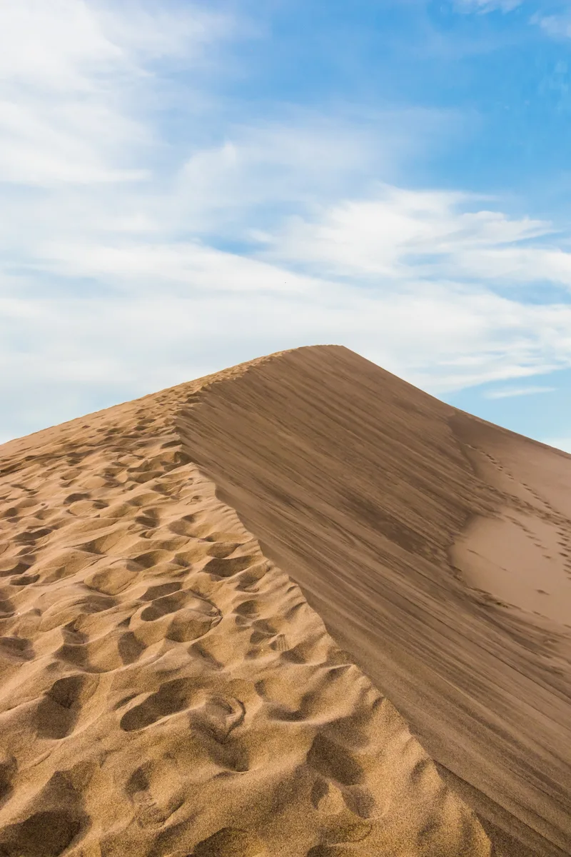 Vertical Closeup Shot Beige Sandy Desert Clear Blue Sky