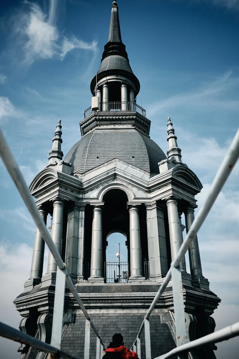 Vertical Low Angle Shot Building With Steeple Roubaix France