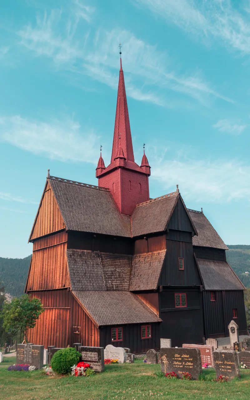 Vertical Shot Brown Concrete Parish Beautiful Cloudy Sky Norway