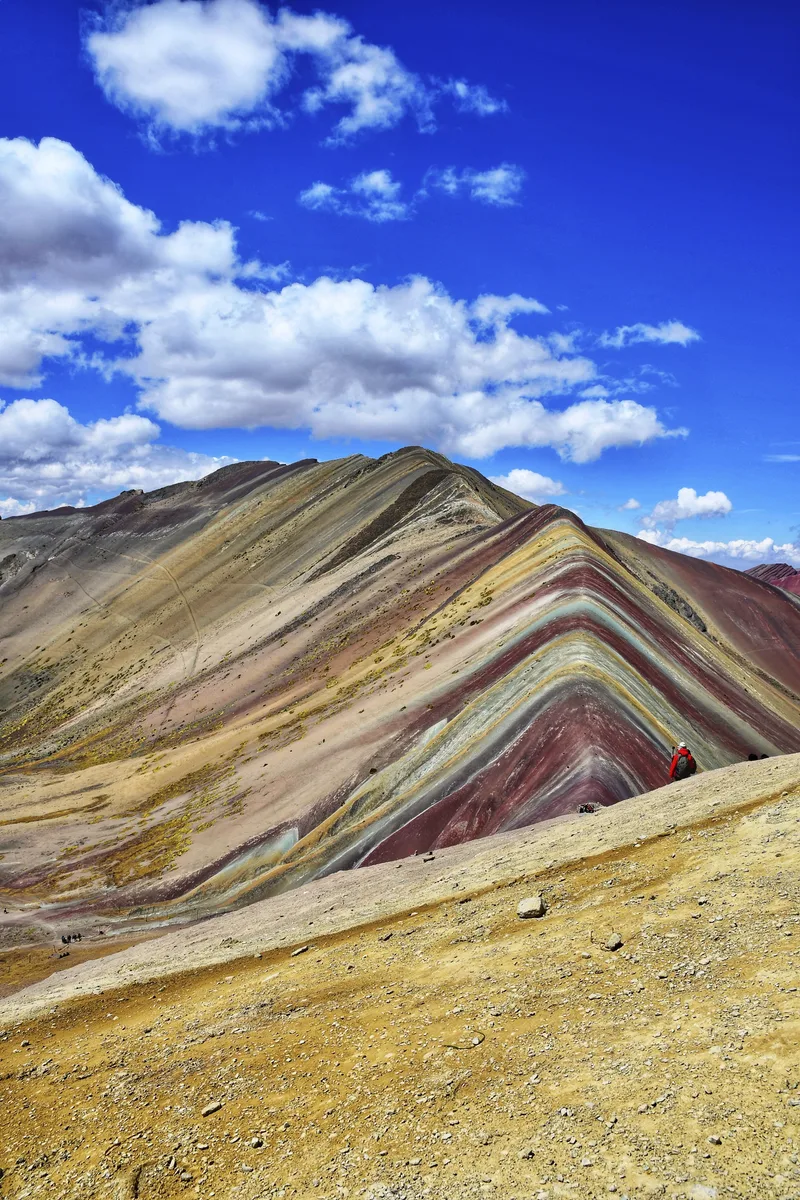 Vertical Shot Famous Rainbow Mountain Uchullujllo Peru Daytime