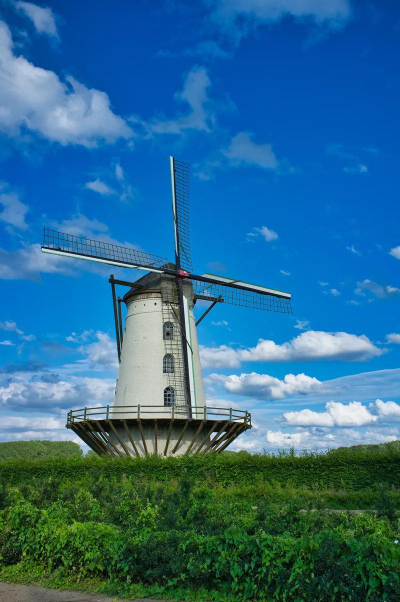 Vertical Shot Fauconniersmolen Windmill Ghent Belgium