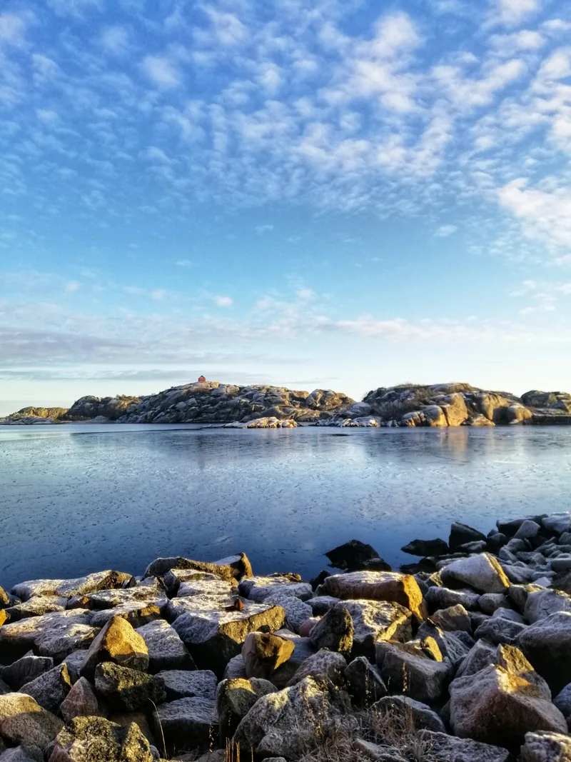 Vertical Shot Lake Surrounded By Rock Formations Stavern Norway
