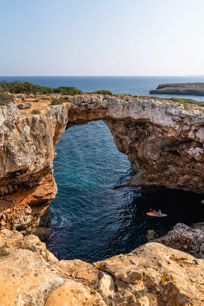 Vertical Shot Stone Arch Water Mallorca Spain
