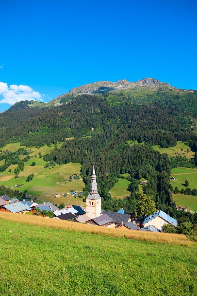 Vertical View French Village Alps