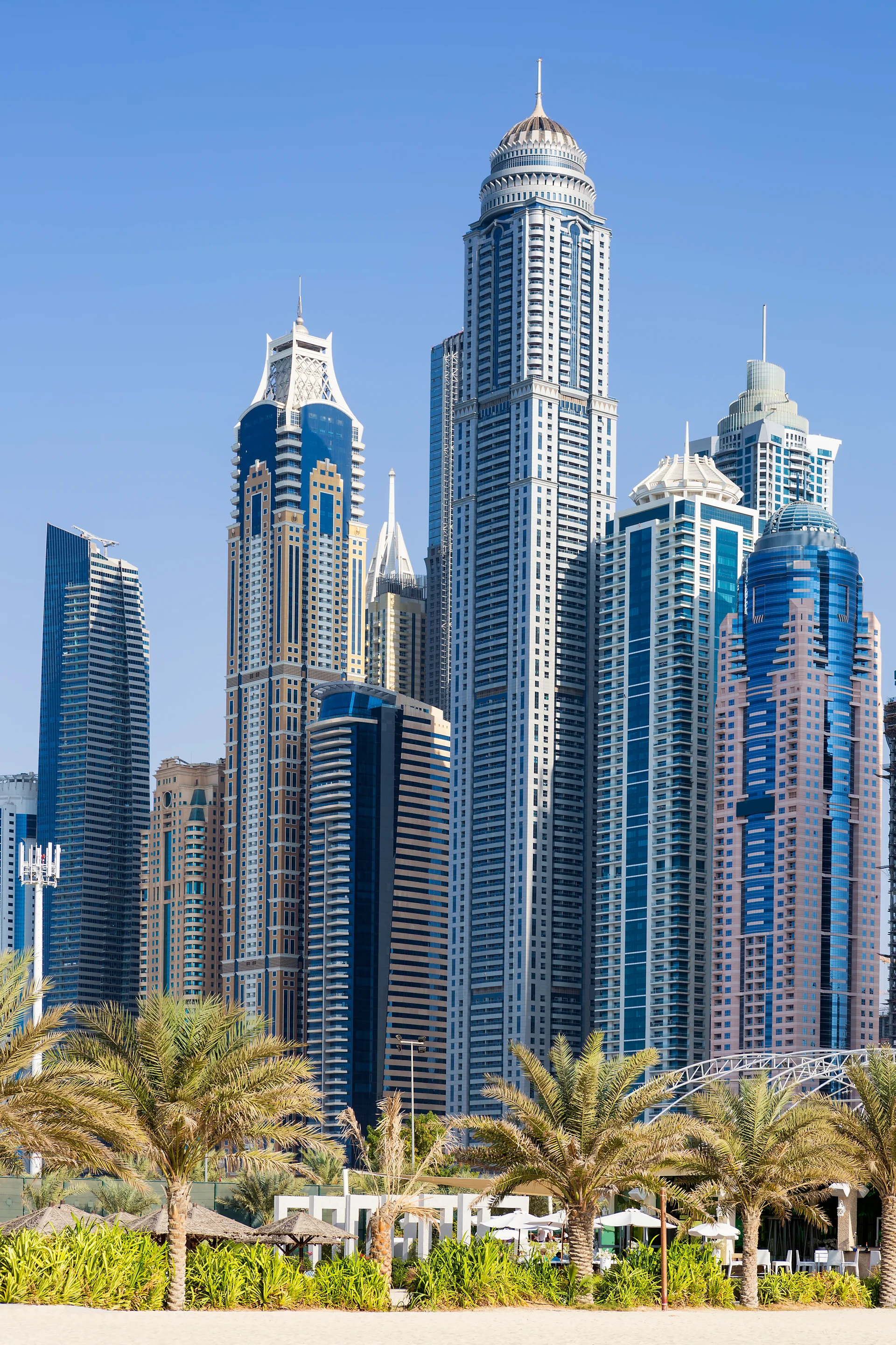 Vertical View Skyscrapers Palm Trees Dubai Uae. Aerial wallpaper. 3704×5556px. Free download for personal use.