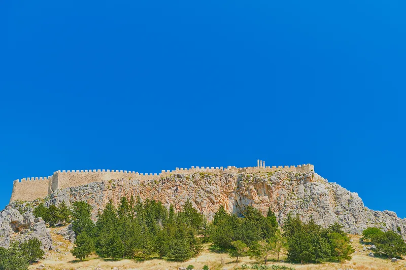 View Acropolis Lindos Rhodes Is Famous Its Historical Sights Beautiful Beaches Greek Islands Dodecanese Archipelago Europe Leisure Travel