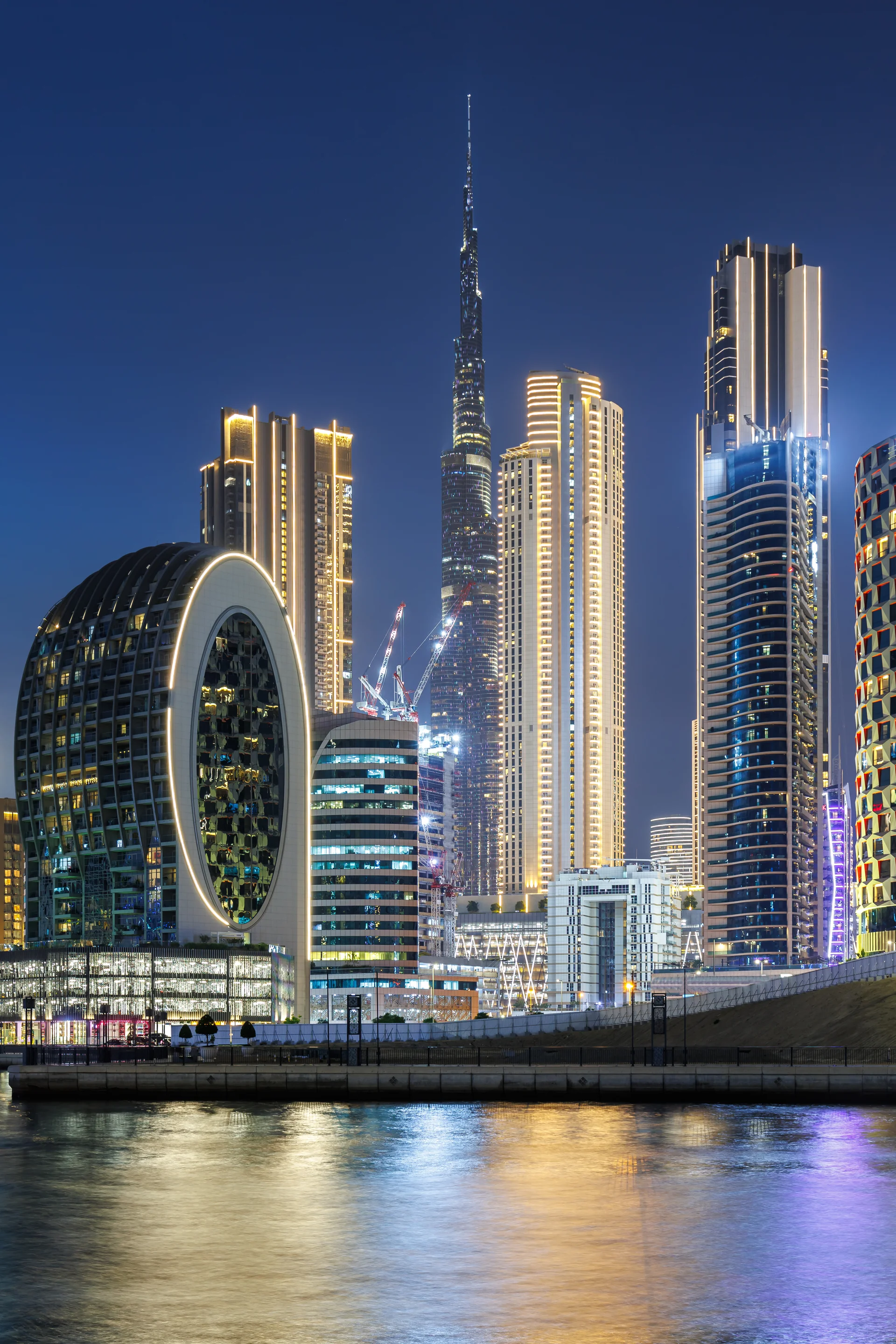 View Dubai Burj Khalifa Skyline Tallest Building World Twilight Downtown Portrait Format. Cities wallpaper. 4000×6000px. F…