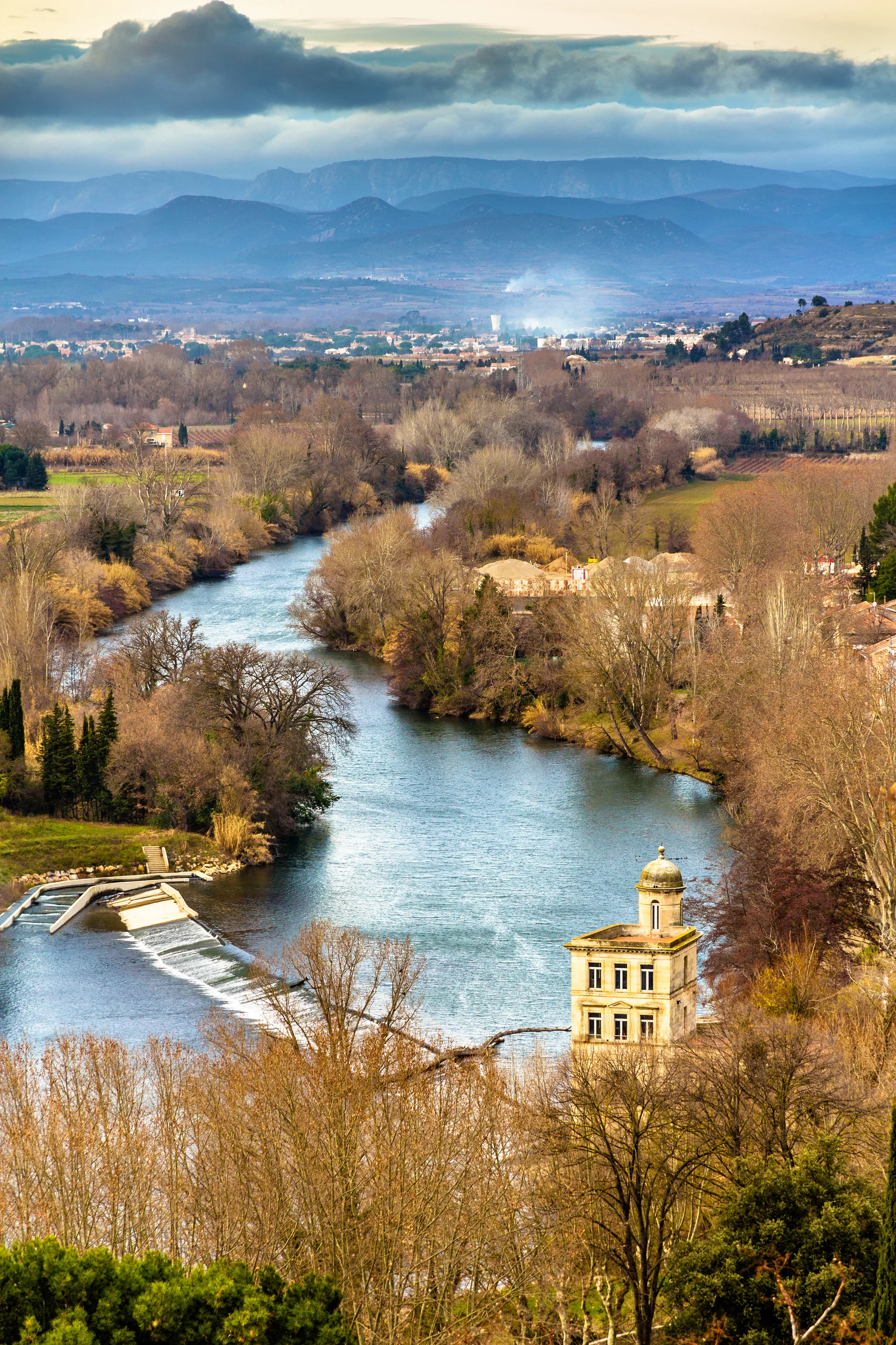 View From Beziers River Orb France. Aerial wallpaper. 2583×3874px. Free download for personal use.