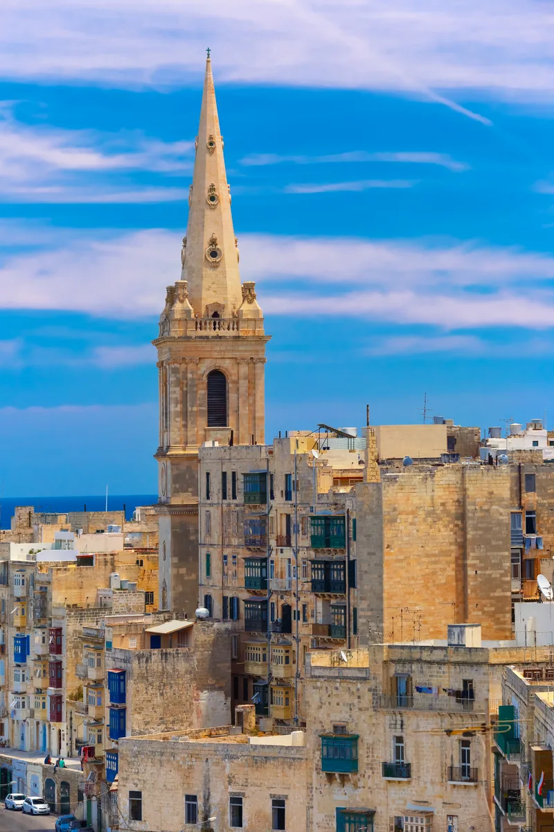 View From Roofs St Paul S Anglican Pro Cathedral Valletta Capital City Malta
