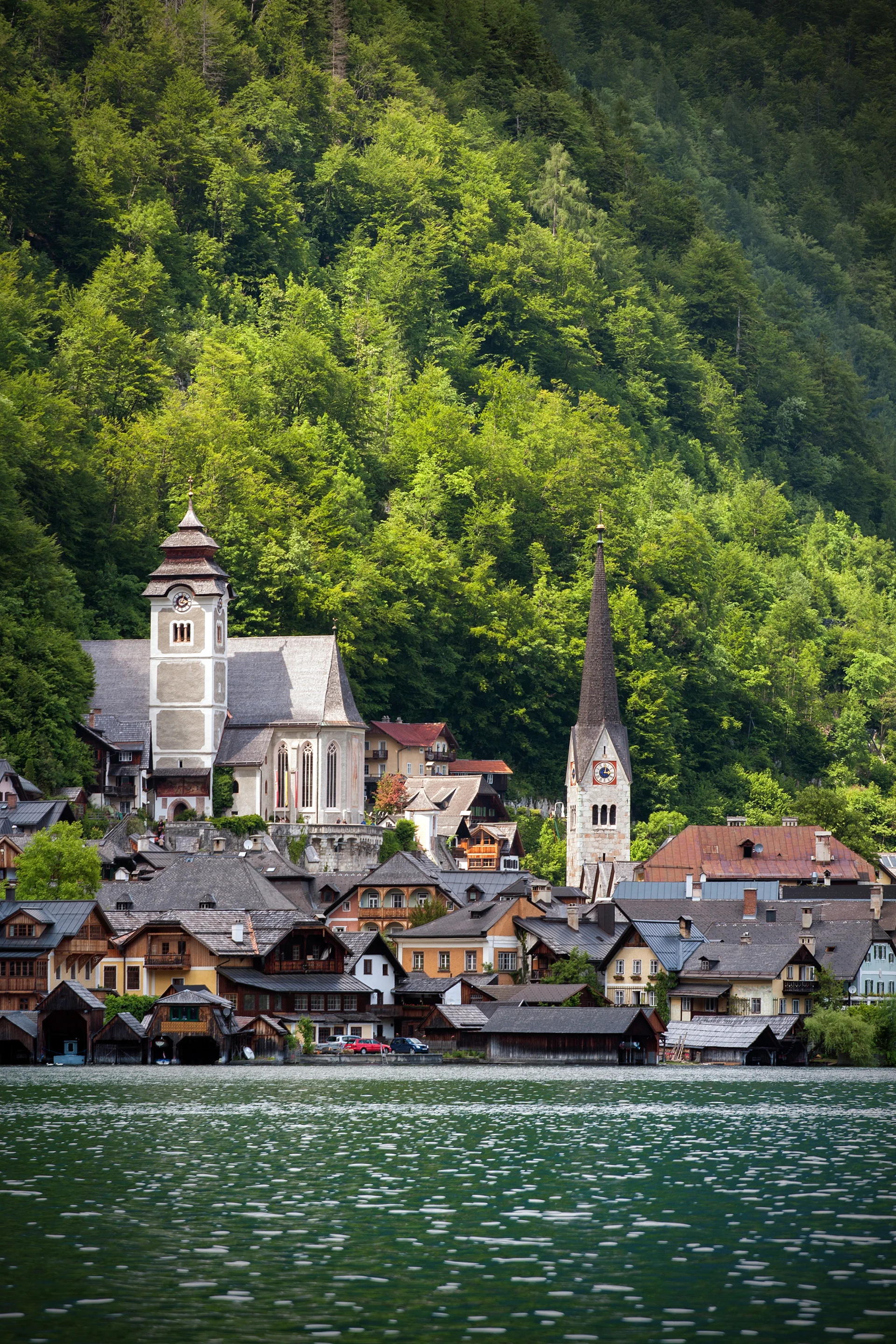 View Hallstatt Old Town Austria. Aerial wallpaper. 2133×3200px. Free download for personal use.