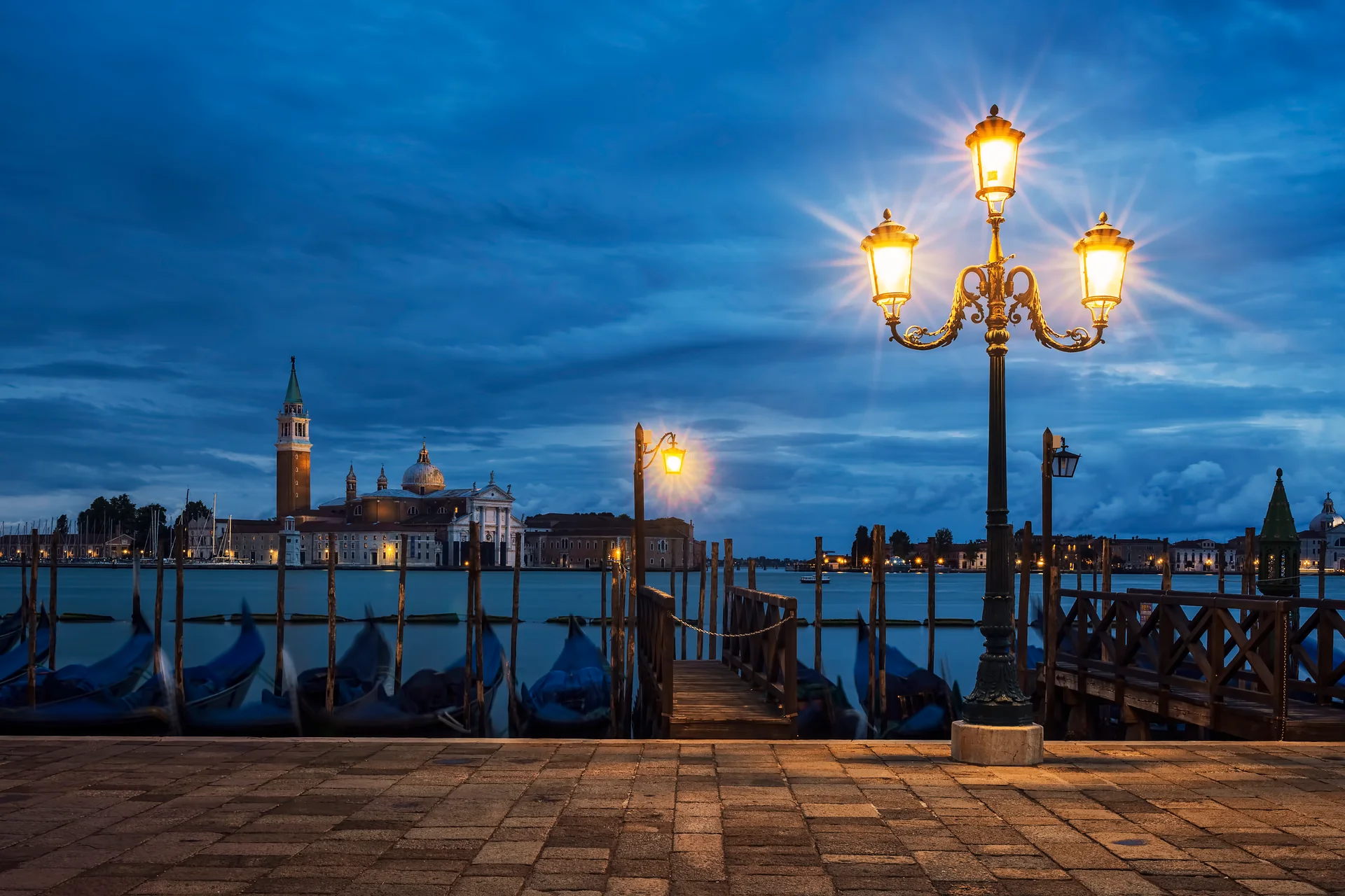 View San Giorgio Maggiore From Venice By Night Italy. Aerial wallpaper. 5268×3512px. Free download for personal use.