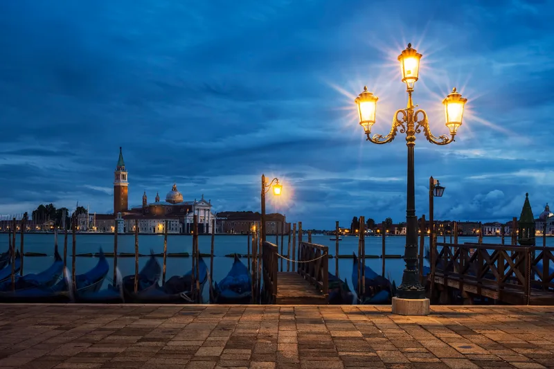 View San Giorgio Maggiore From Venice By Night Italy