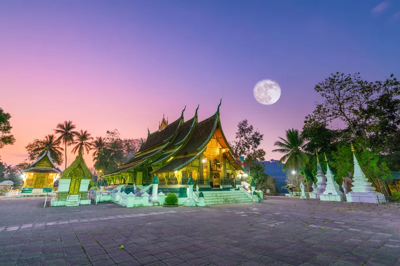 Wat Xieng Thong Most Popular Temple Luang Pra Bang Laos Sunset
