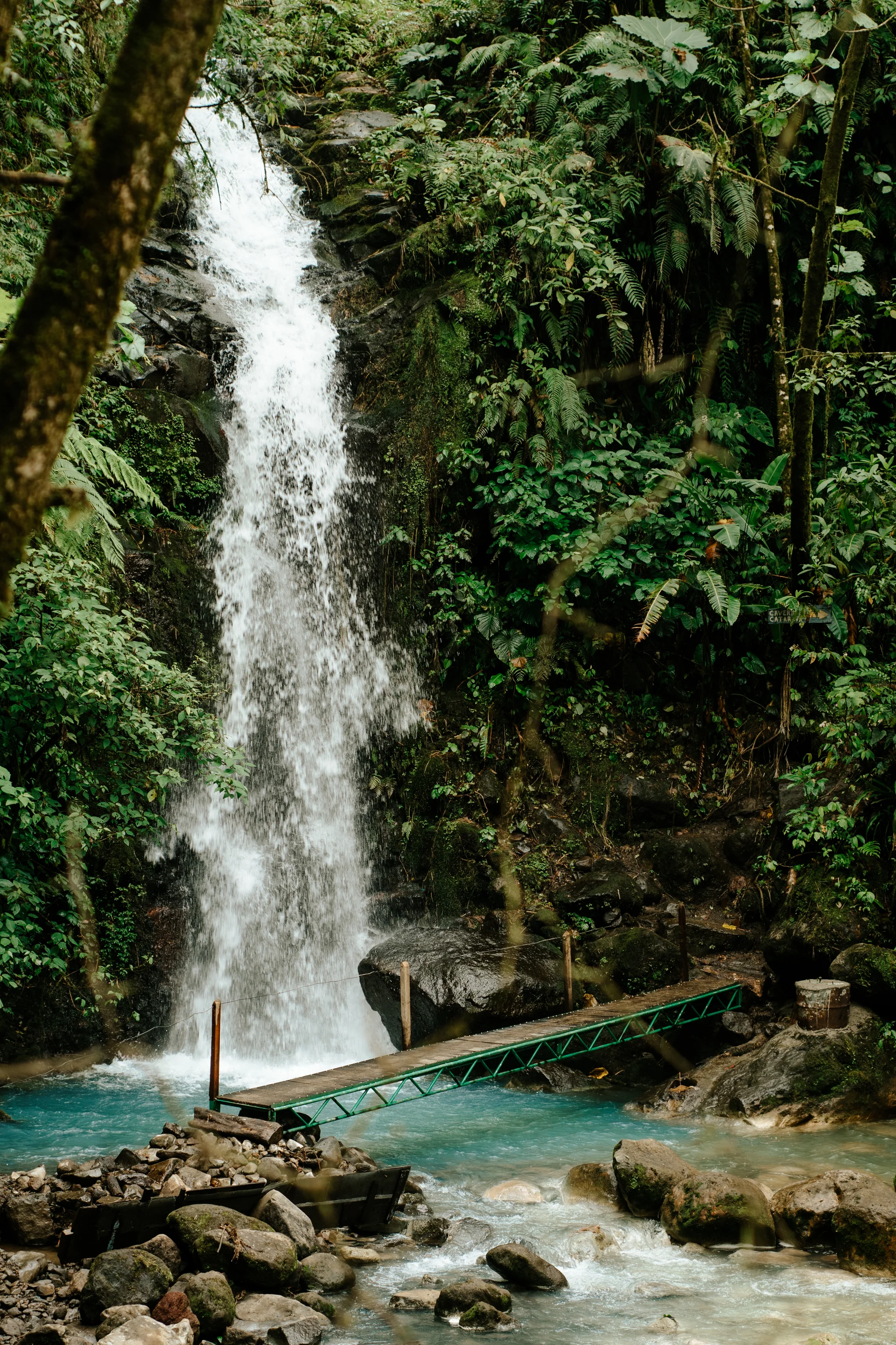 Waterfall With Wood Bridge Middle Forest Alajuela Costa Rica. Nature wallpaper. 3553×5329px. Free download for personal use.