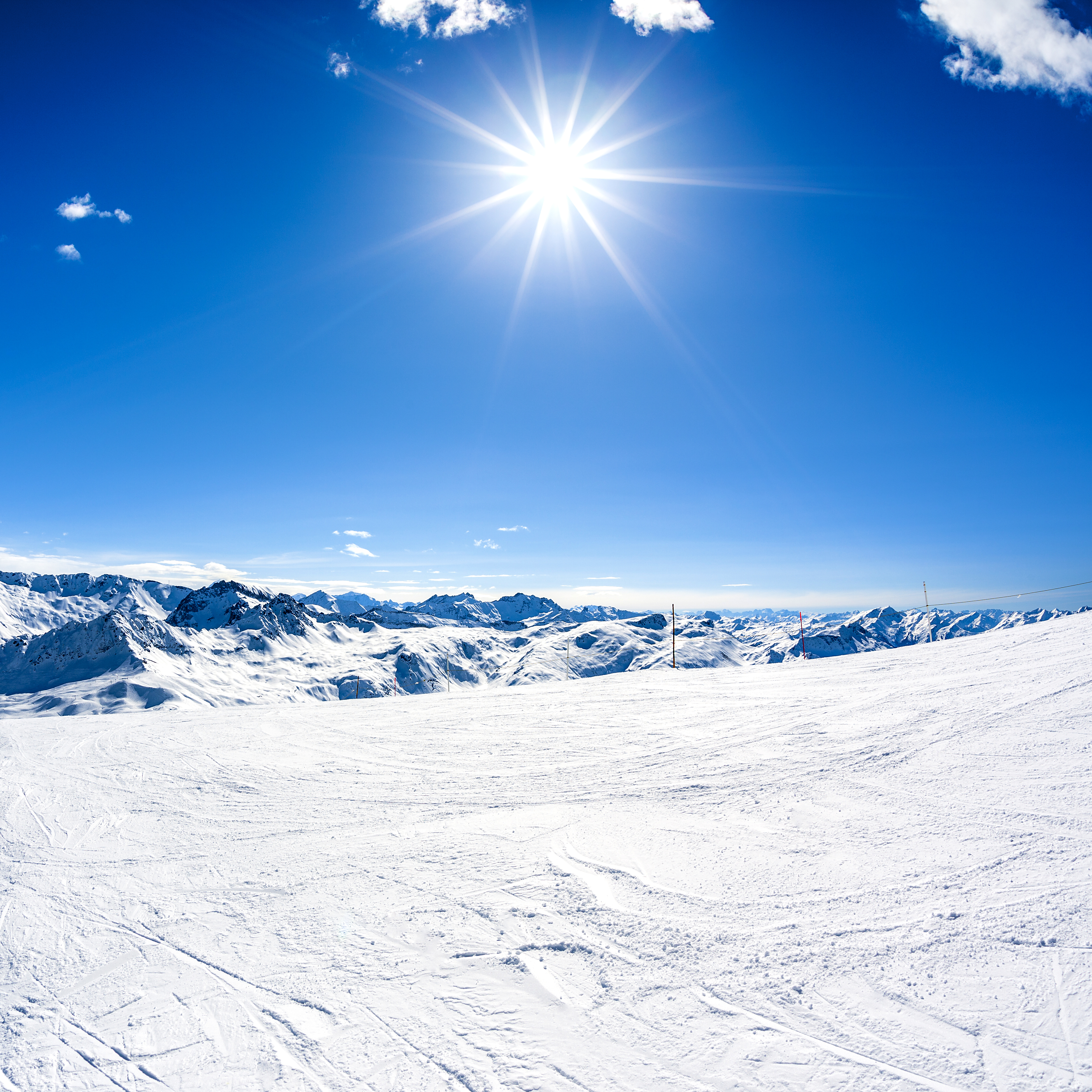 Winter Mountain Landscape With Sun