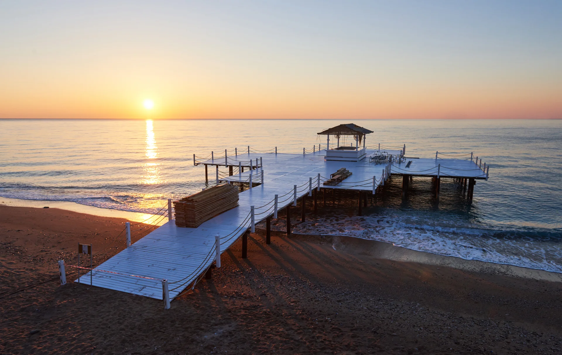 Wooden Pier Fancy Orange Sunset. Uncategorized wallpaper. 6000×3796px. Free download for personal use.