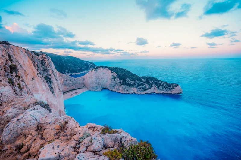 Zakynthos Greece Navagio Beach With Wrecked Ship Ionian Sea Beautiful Views Azure Sea Water Nature With Cliffs Cave